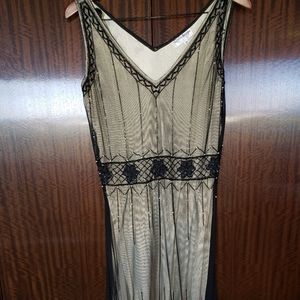 Beaded neck sheer layered dress flapper